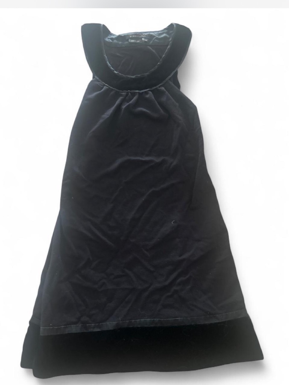 BCBGMaxAzria Black Sleeveless Shift Dress with Velvet Trim